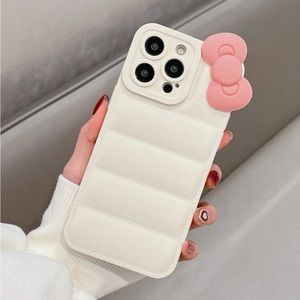 White Hello Kitty Corner Bow Puffer iPhone Case New Mult. Sizes New